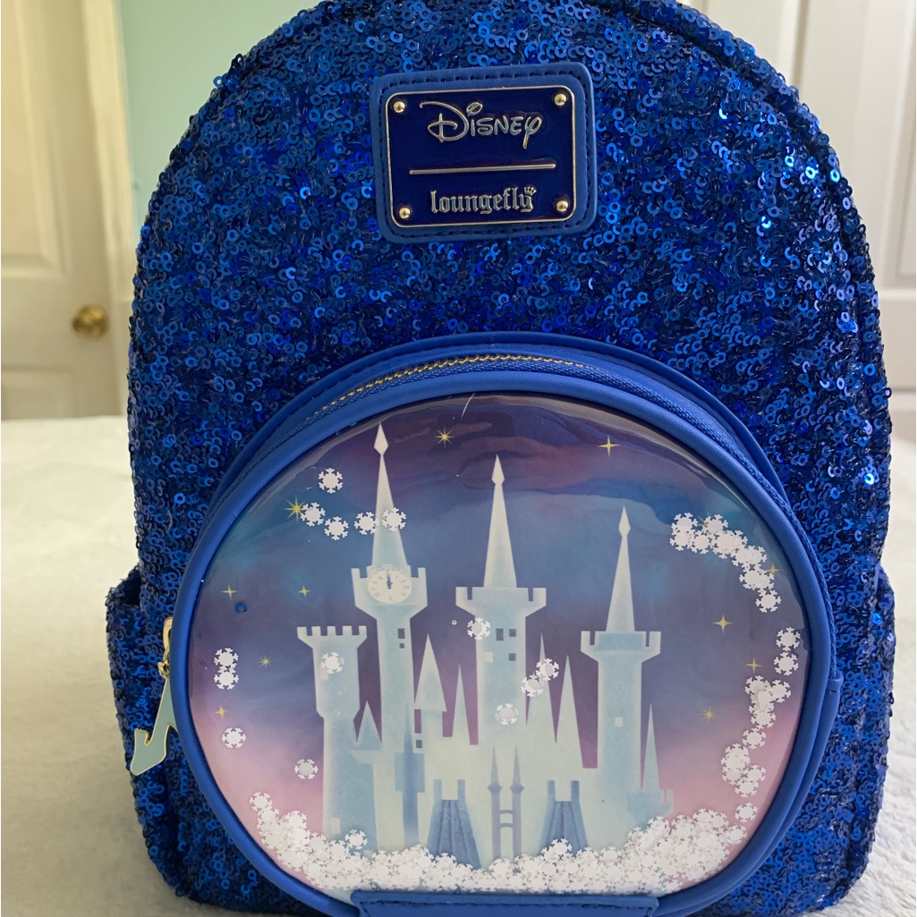 Loungefly X Disney Cinderella Snow Globe Castle Sequin Backpack Bag Purse Nwt